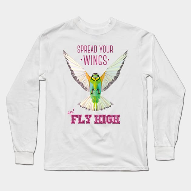 Geometric Bird (humming bird) - Spread your wings Long Sleeve T-Shirt by ImproveYourself